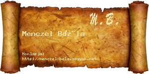 Menczel Béla névjegykártya