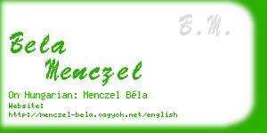 bela menczel business card